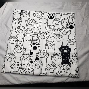 Cat Paw Black and White Throw Pillow Zippered Cover 17 x 17 Inches